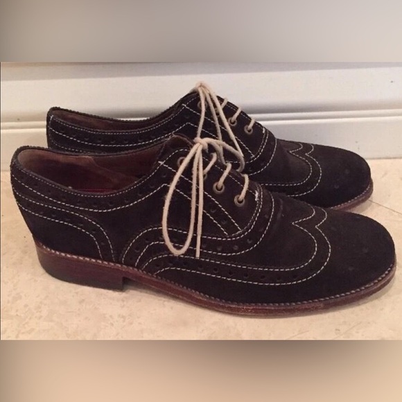 GRENSON Suede Leather Stitched Wingtip Brogues Oxfords Handmade England $525 - Picture 1 of 11